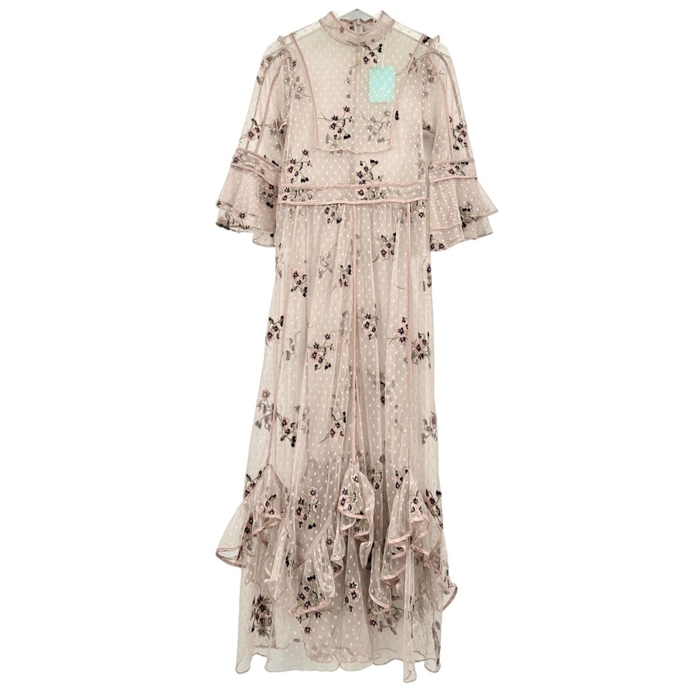 NWT We Are Kindred Maryjane Lilac Pink Sheer Floral Embroidered Maxi Dress sz 6 - Picture 4 of 15